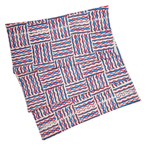 Block-Printed Table Runner - Cornflower Cherry Stripe<Gregory Parkinson Surround Best