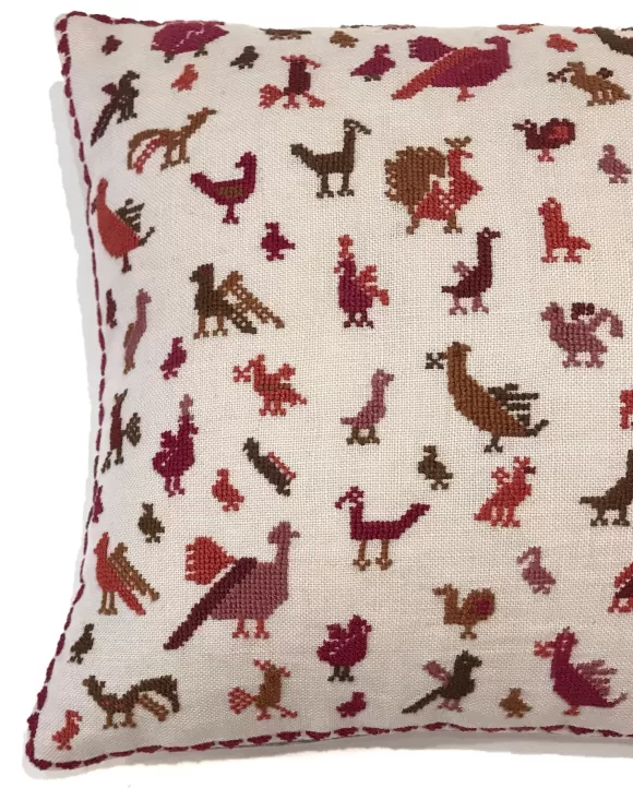 Embroidered Pillow - Birds Autumn<Kissweh Sale