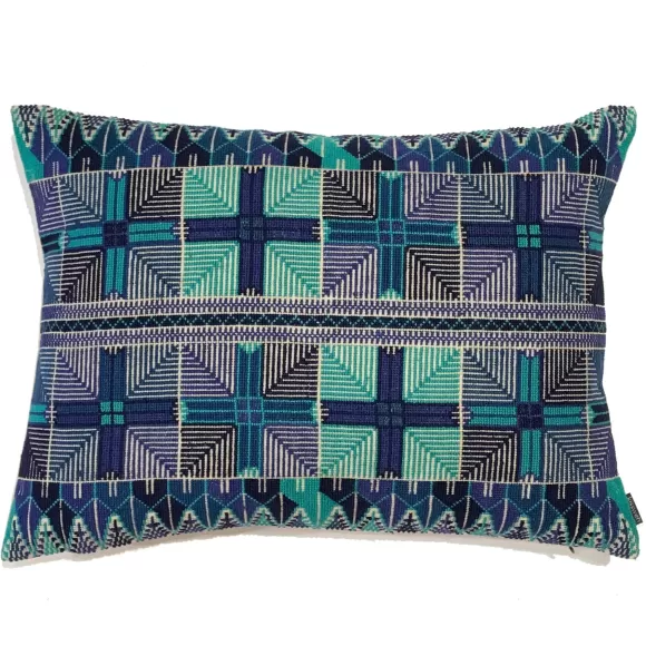 Embroidered Pillow - Ensaf Indigo & Emerald<Kissweh Cheap