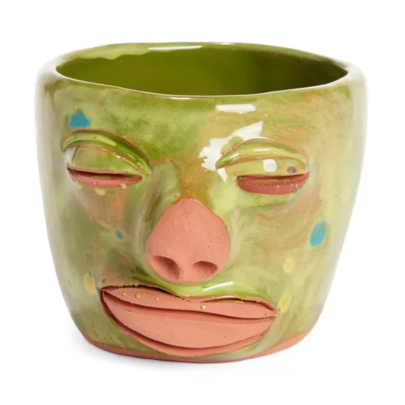 Face Mug - Green And Blue Dot<Cara de Planta Hot