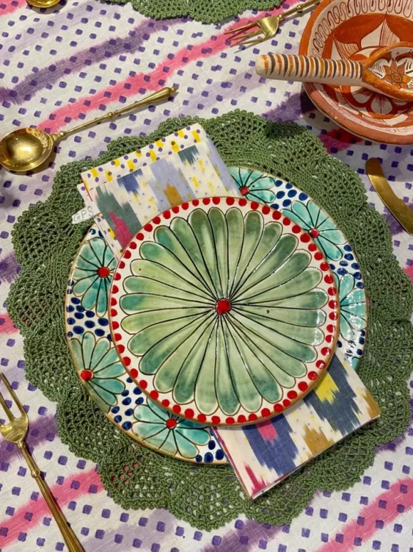 Silsila Crochet Placemats - Green<Malaika Store