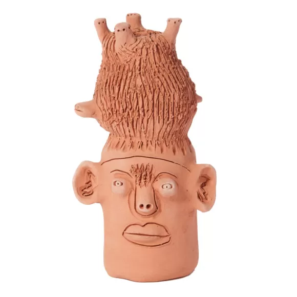 Terracotta Sculpture - "Cabeza Lenta Escultura"<Cara de Planta Flash Sale